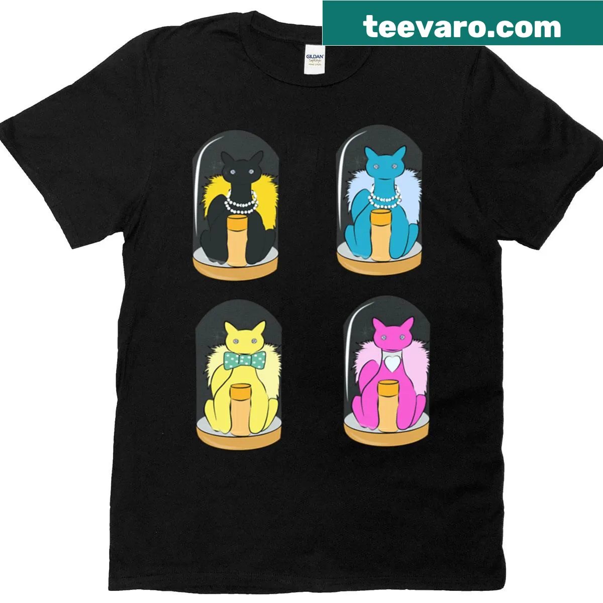 Cute cat graphic with perfume bottles on a t-shirt — on a men's t-shirt