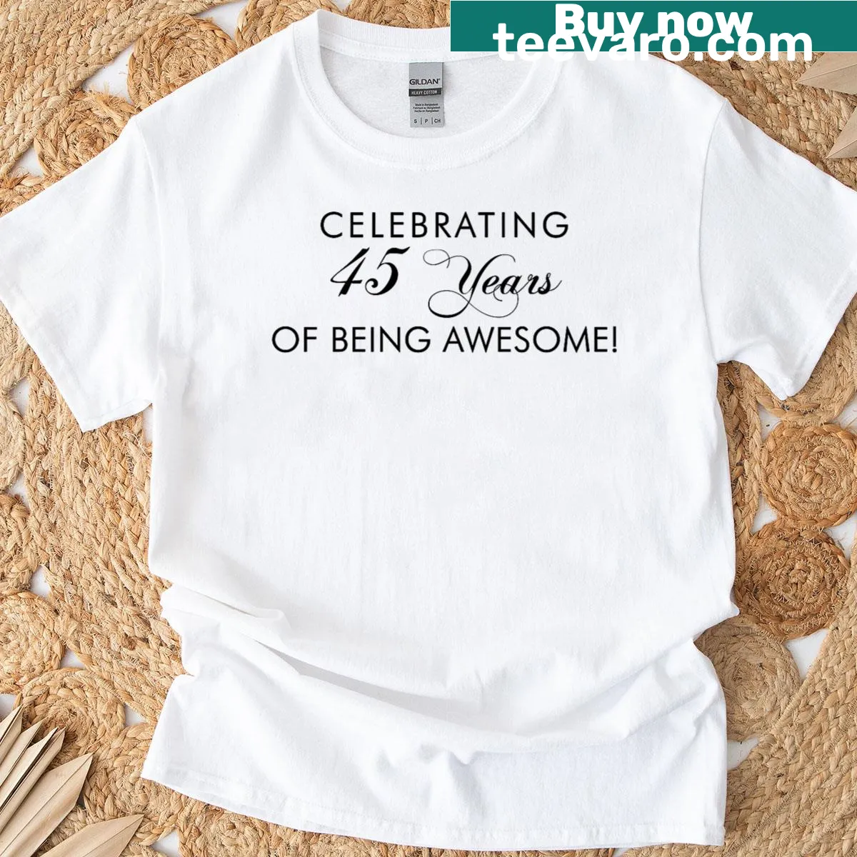45th birthday shirt celebrating 45 years of being awesome — on a men's t-shirt