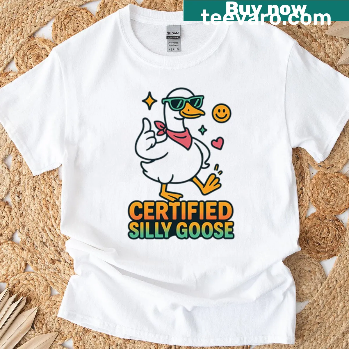 Funny text design 'Certified Silly Goose' on oversized T-shirt — on a men's t-shirt