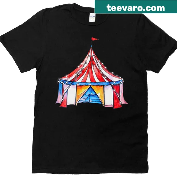 Boxy T-shirt with circus tent graphic design