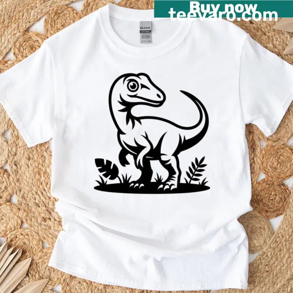 Illustration of a Compsognathus dinosaur with a playful expression