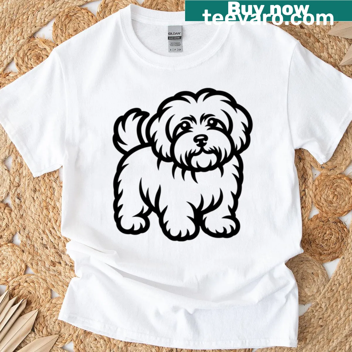 Adorable Coton De Tulear dog illustration on T-shirt, perfect for dog lovers — on a men's t-shirt