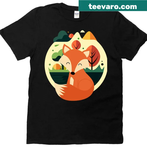 Fox illustration on a cozy forest-themed t-shirt