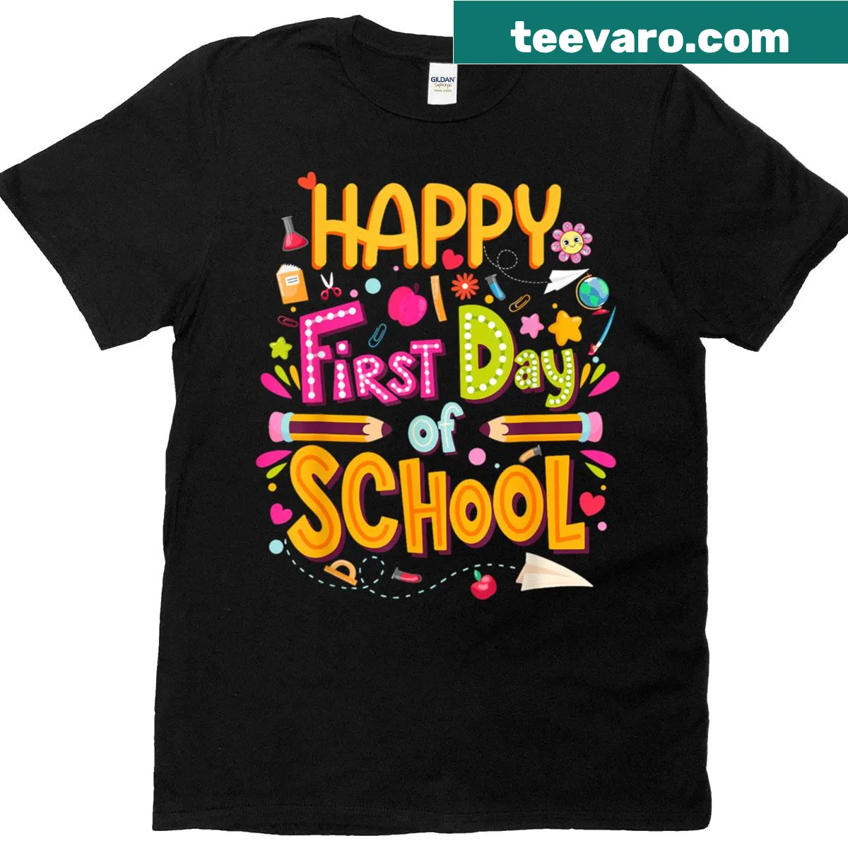 Happy first day of school design for kids and teachers on a T-shirt — on a men's t-shirt