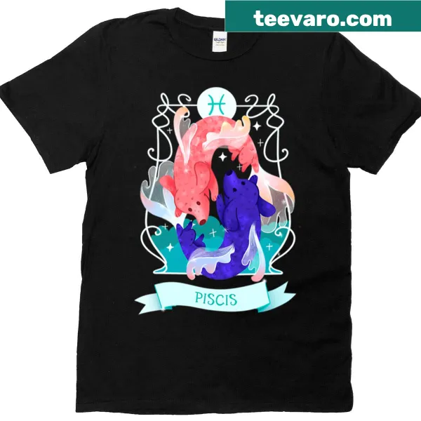 Dachshund illustrated as Zodiac Pisces on T-shirt.