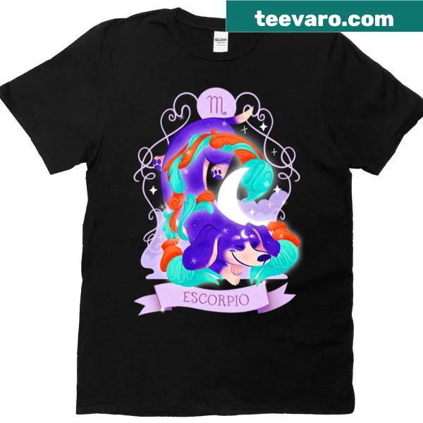 Dachshund and Scorpio elements illustrated on a T-shirt