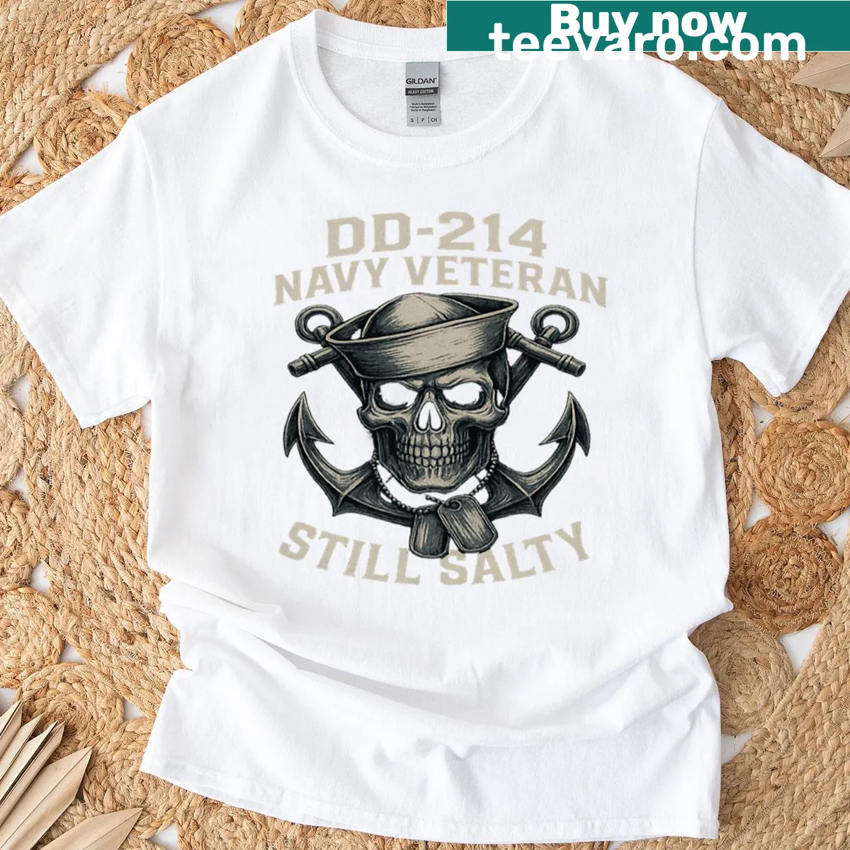 Dd-214 Navy Veteran T-shirt with bold graphic — on a men's t-shirt