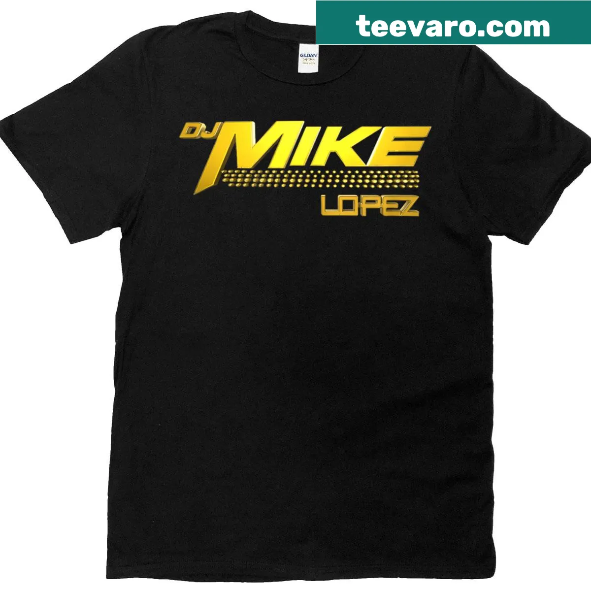 DJ Mike Lopez graphic t-shirt for music enthusiasts — on a men's t-shirt