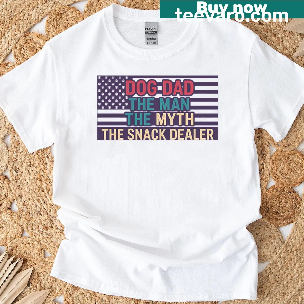 Funny Dog Dad shirt with the phrase The Man The Myth The Snack Dealer — on a men's t-shirt