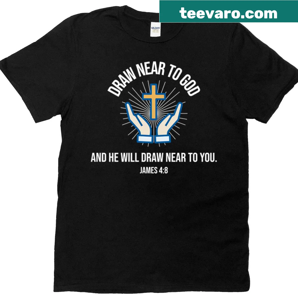 T-shirt with inspirational text: Draw Near To God — on a men's t-shirt