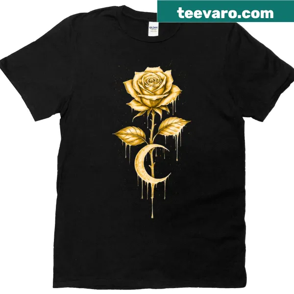 Minimalistic T-shirt featuring a beautiful dripping rose illustration