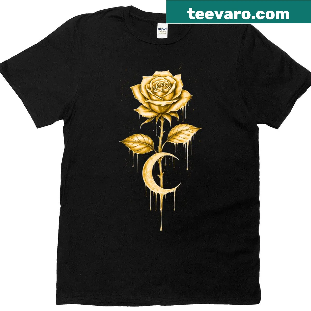 Minimalistic T-shirt featuring a beautiful dripping rose illustration — on a men's t-shirt