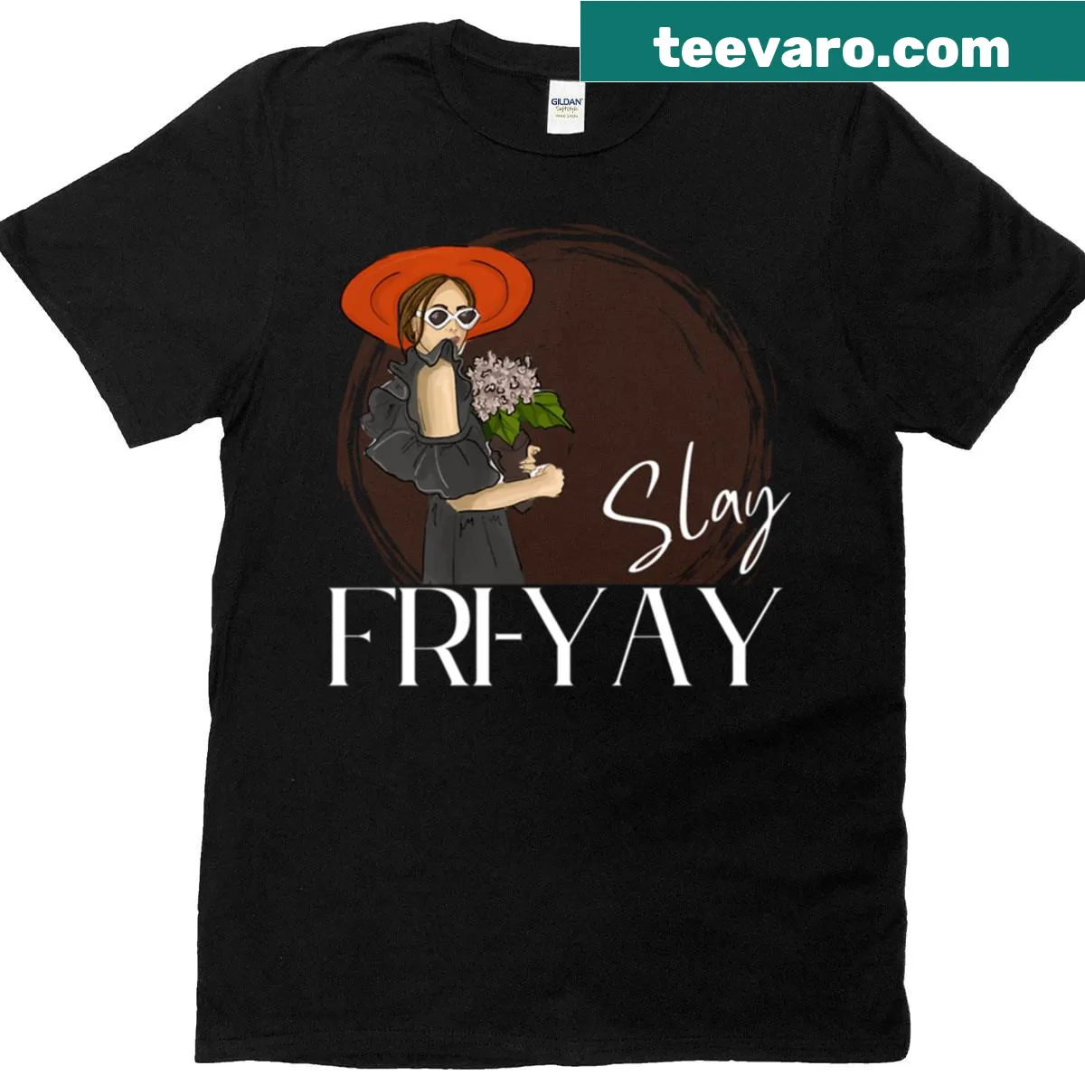 Empowerment tee with text: Slay Fri-yay — on a men's t-shirt