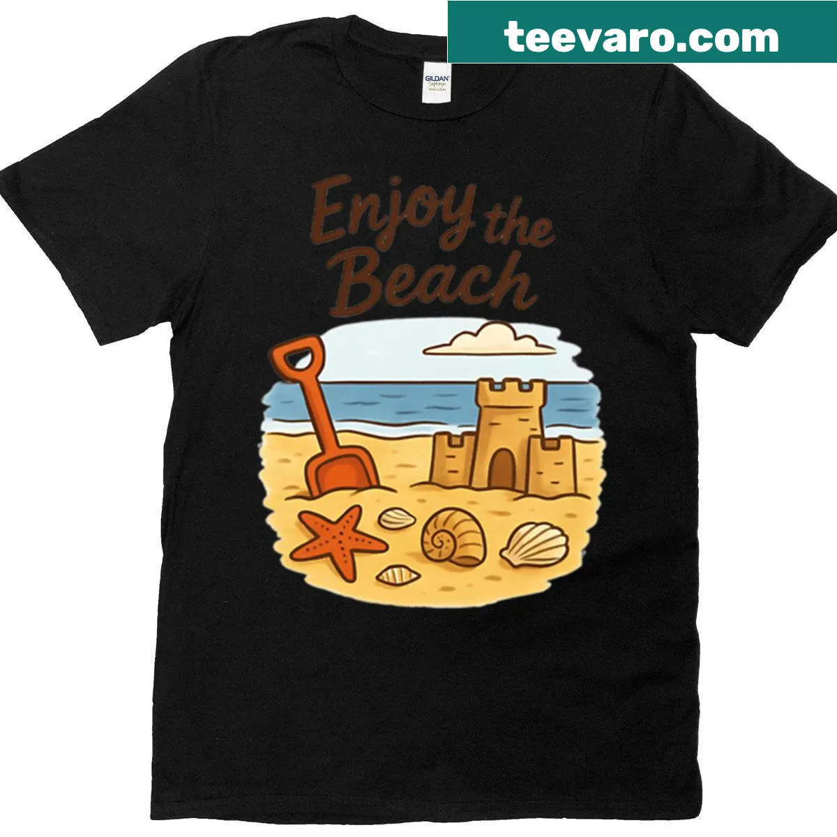 Oversized tee with text: Enjoy The Beach — on a men's t-shirt