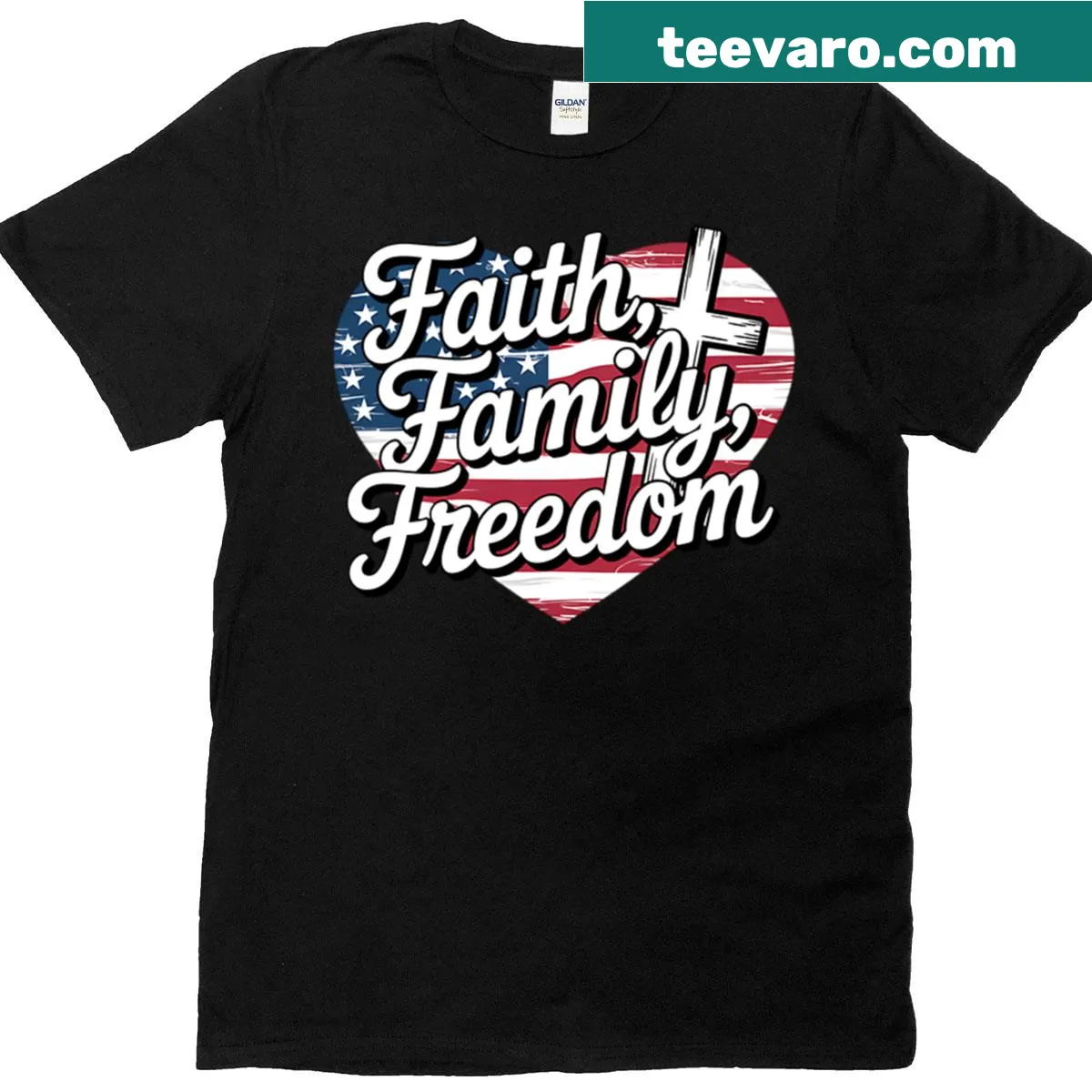 Christian American heart T-shirt for 4th of July — on a men's t-shirt
