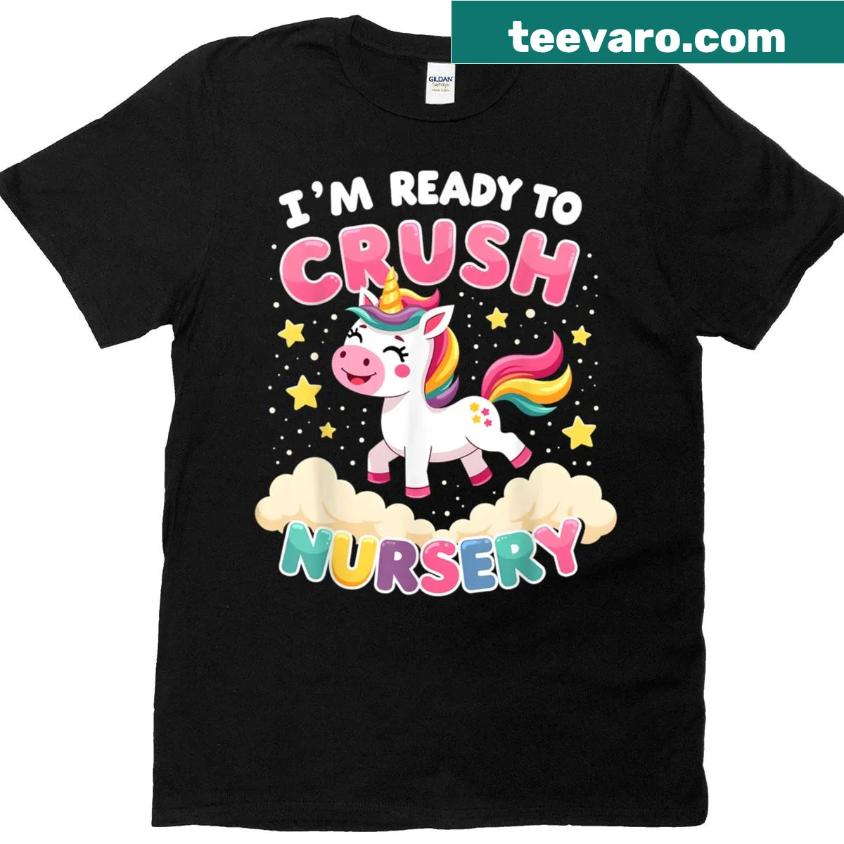 Kids t-shirt with a unicorn and text about being ready for nursery — on a men's t-shirt
