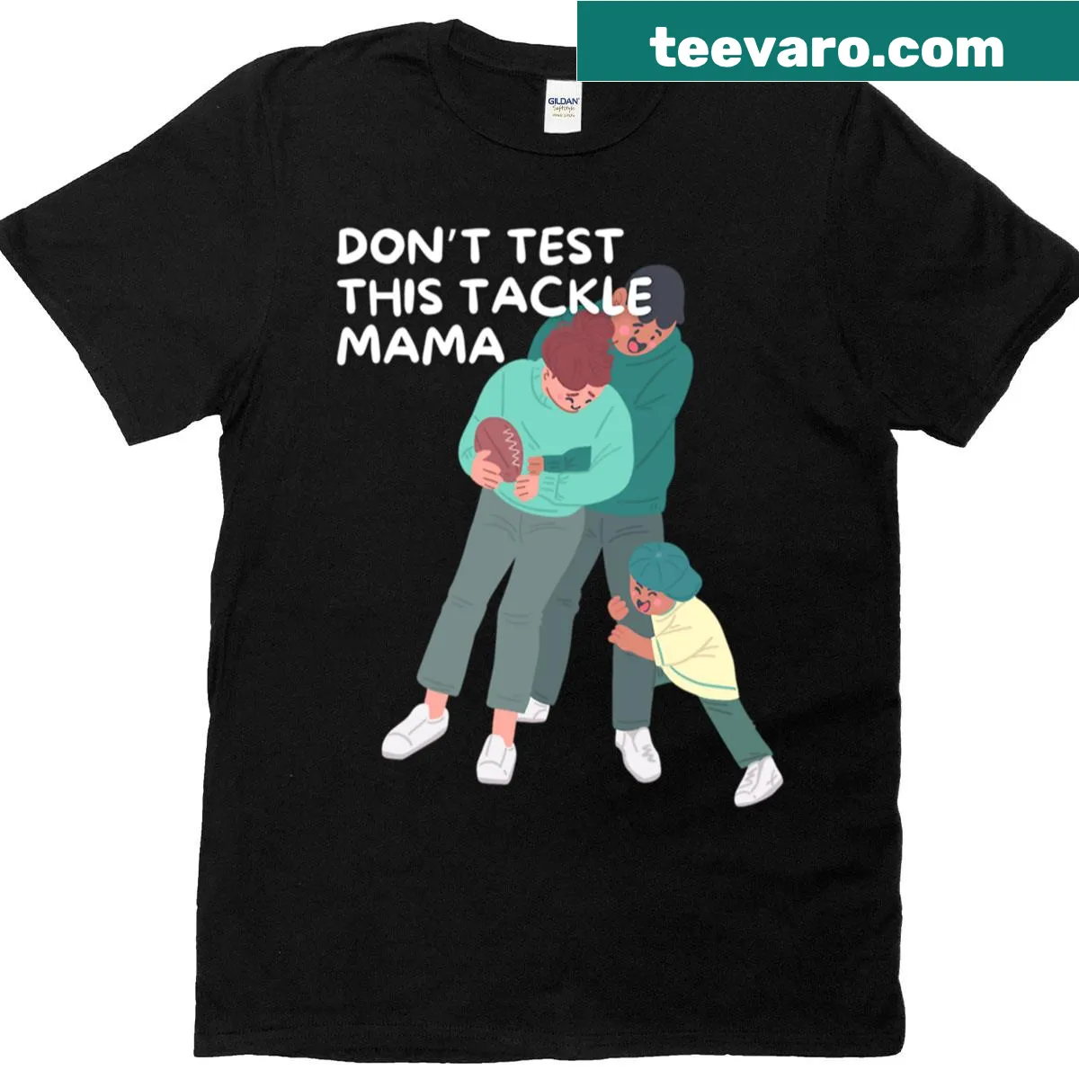 Football Mom T-shirt with bold typography — on a men's t-shirt