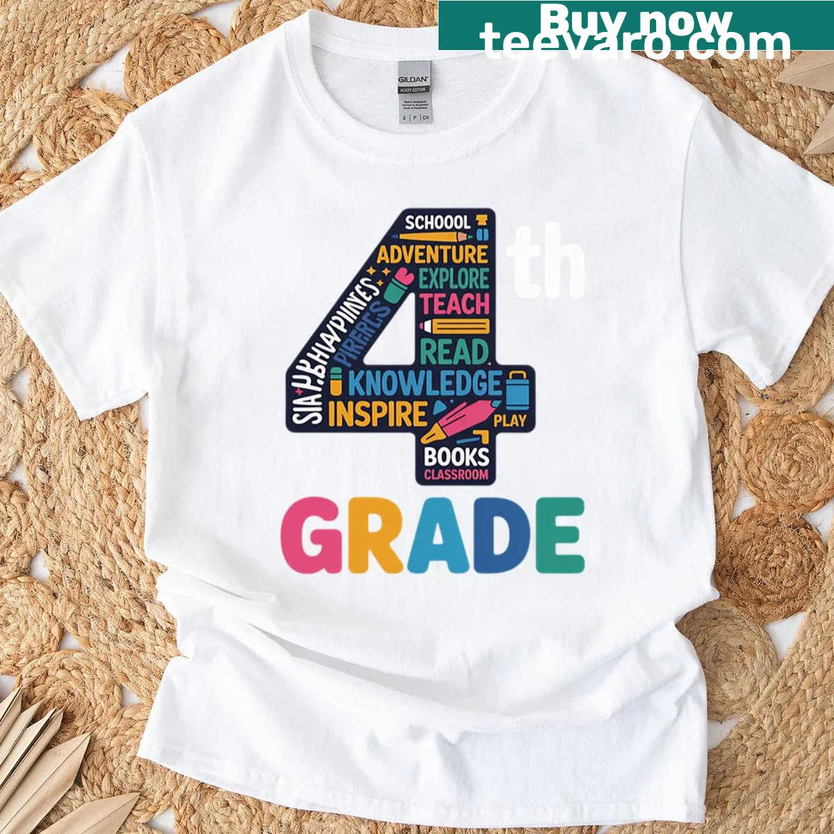 T-shirt with the text 'Fourth Grade Students' in playful typography — on a men's t-shirt