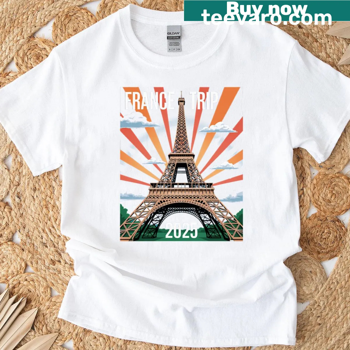 Eiffel Tower graphic t-shirt inspired by travel adventures — on a men's t-shirt