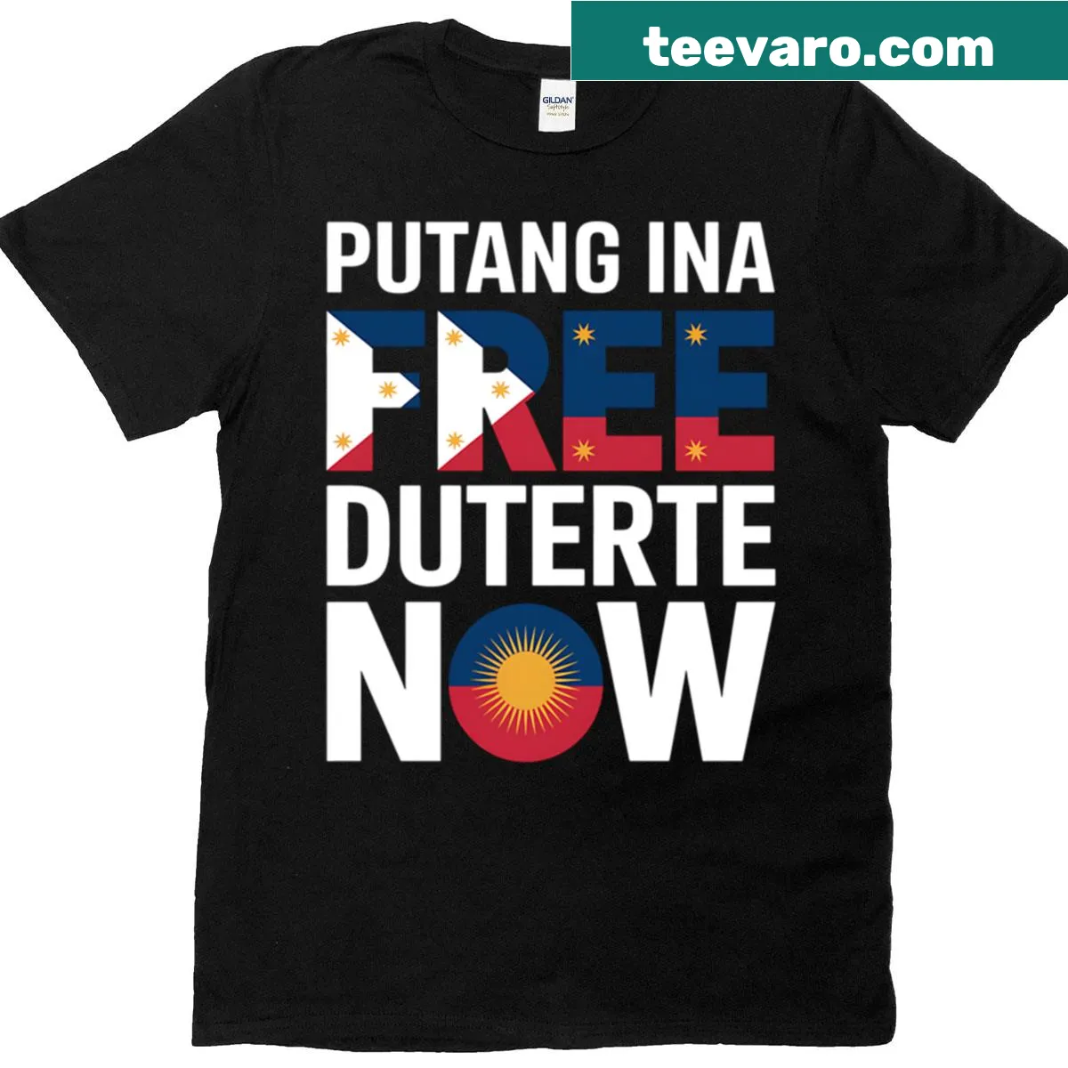 Supportive text for President Duterte on t-shirt — on a men's t-shirt