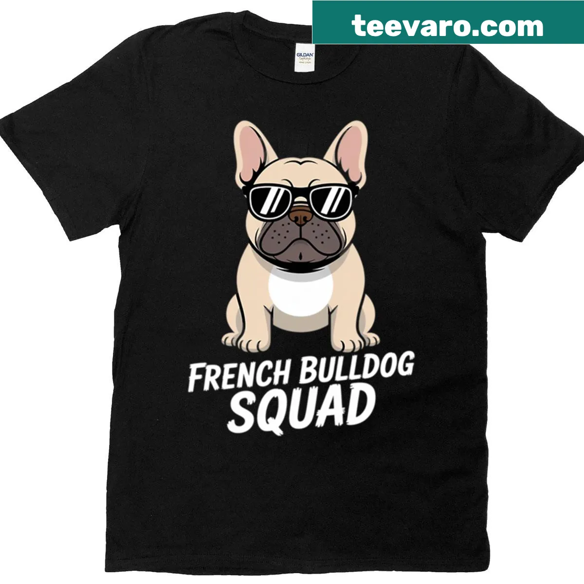 Whimsical graphic of French Bulldogs for dog moms on a T-shirt. — on a men's t-shirt