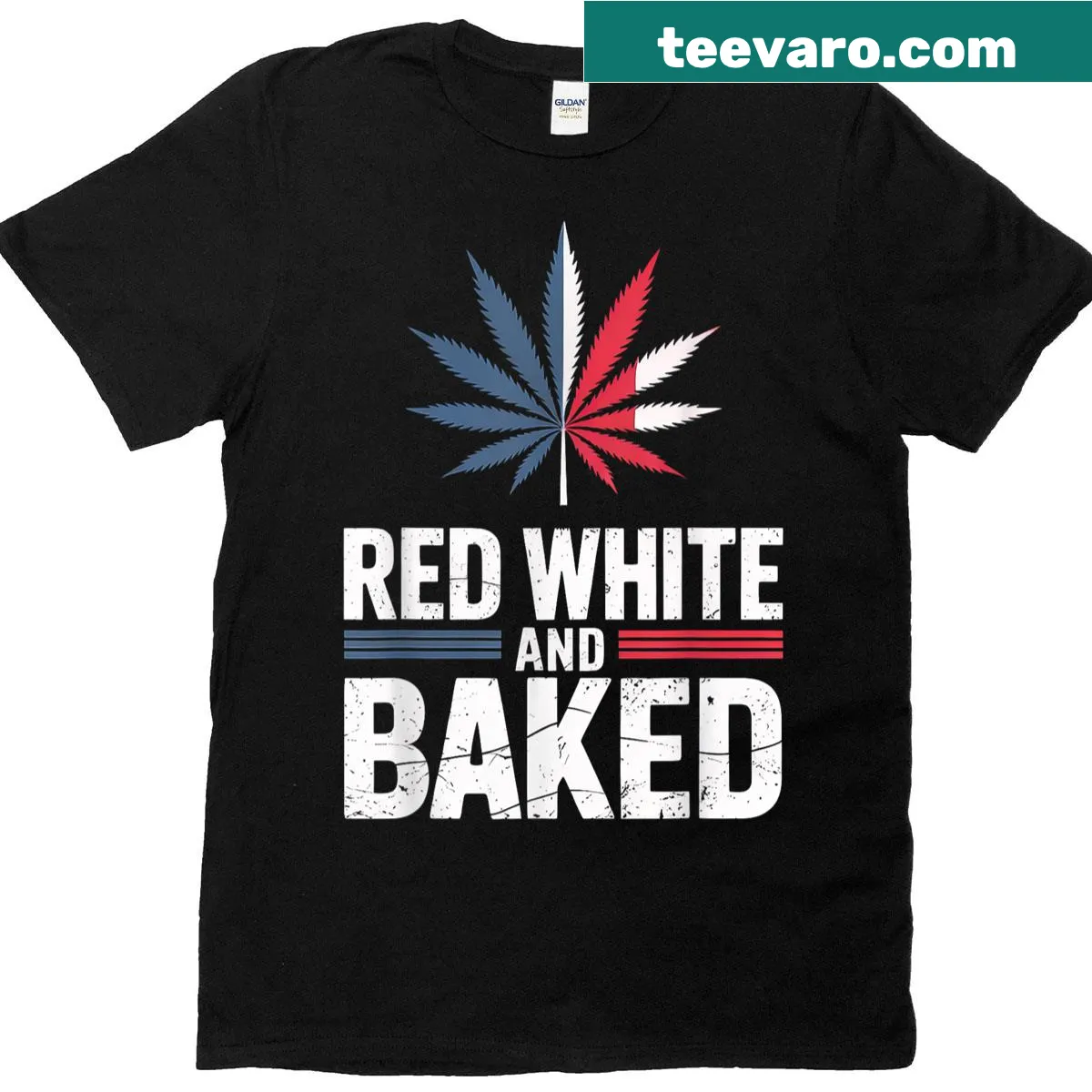 Humorous 4th of July t-shirt with cannabis-themed design — on a men's t-shirt
