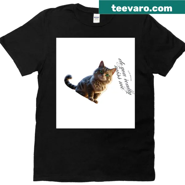 Whimsical cartoon cat graphic on a T-shirt