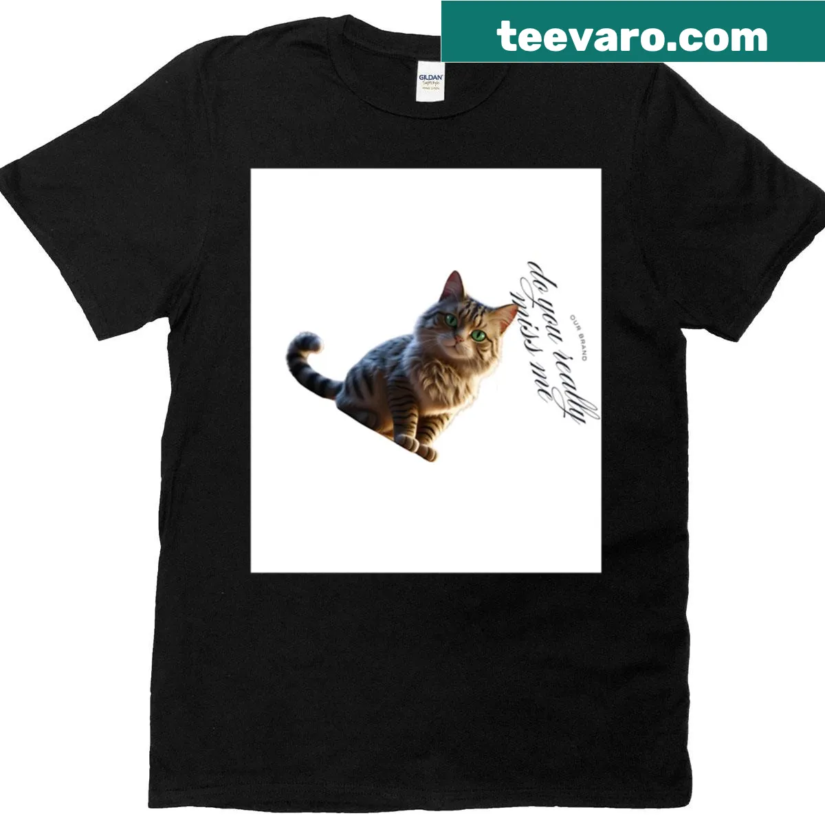 Whimsical cartoon cat graphic on a T-shirt — on a men's t-shirt