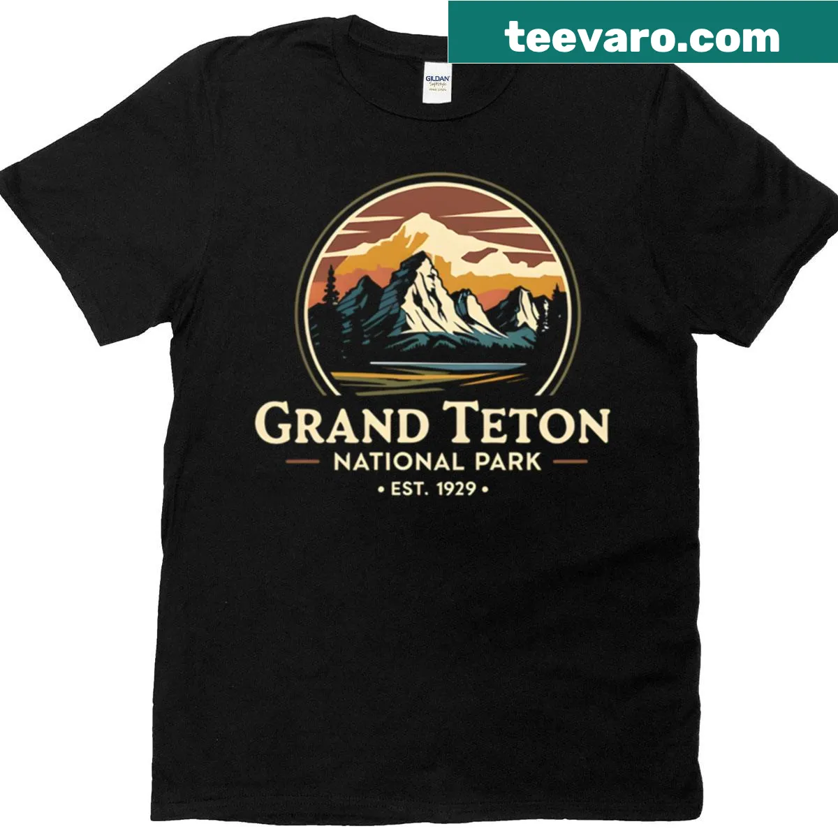 Illustration of Grand Teton National Park on a T-shirt — on a men's t-shirt