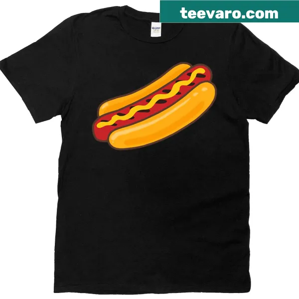 Humorous t-shirt featuring a grilled hot dog graphic