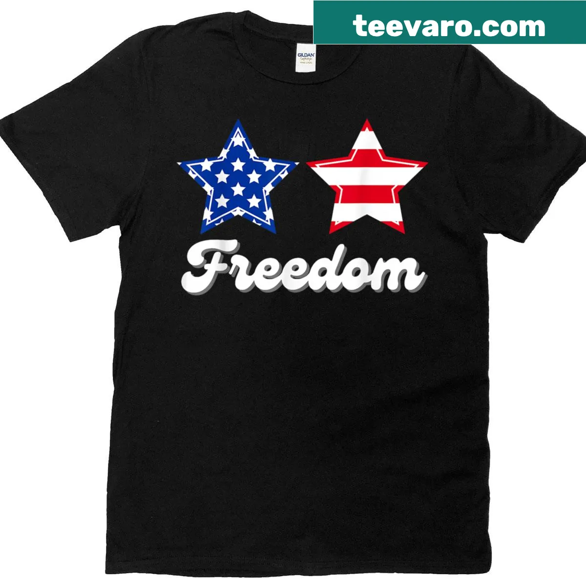 Funny matching couples t-shirt for Fourth of July with groovy design — on a men's t-shirt