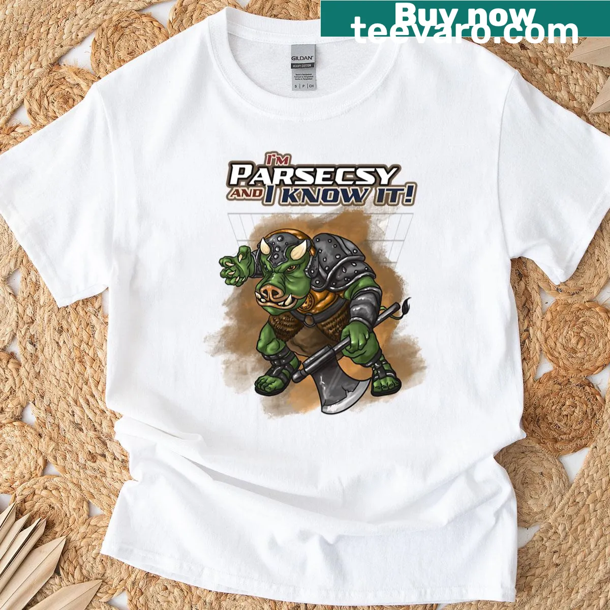 Grunt Glamour t-shirt with playful typography — on a men's t-shirt