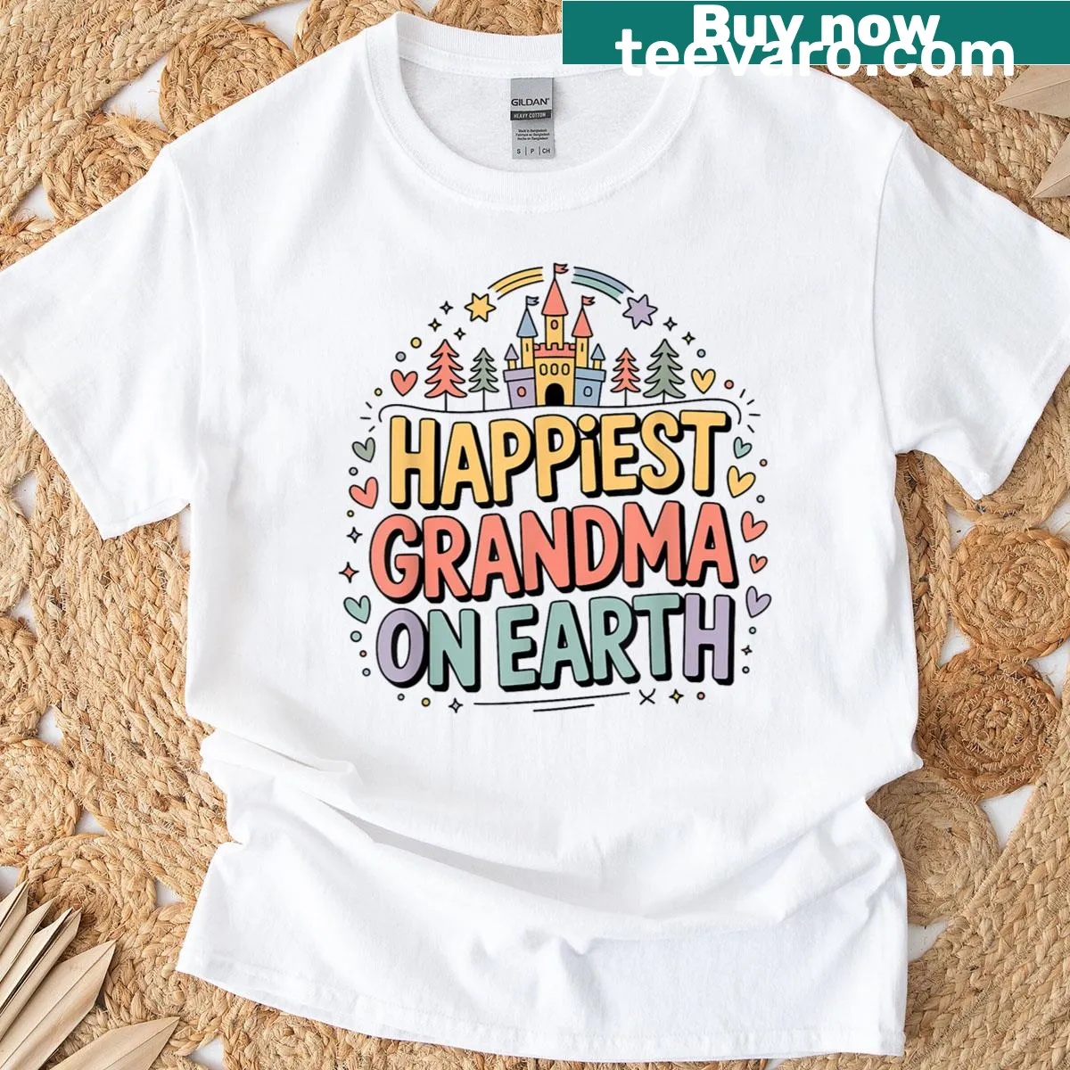 Happiest Grandma On Earth text design — on a men's t-shirt