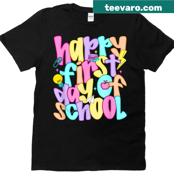 Cheerful teacher t-shirt for first day of school