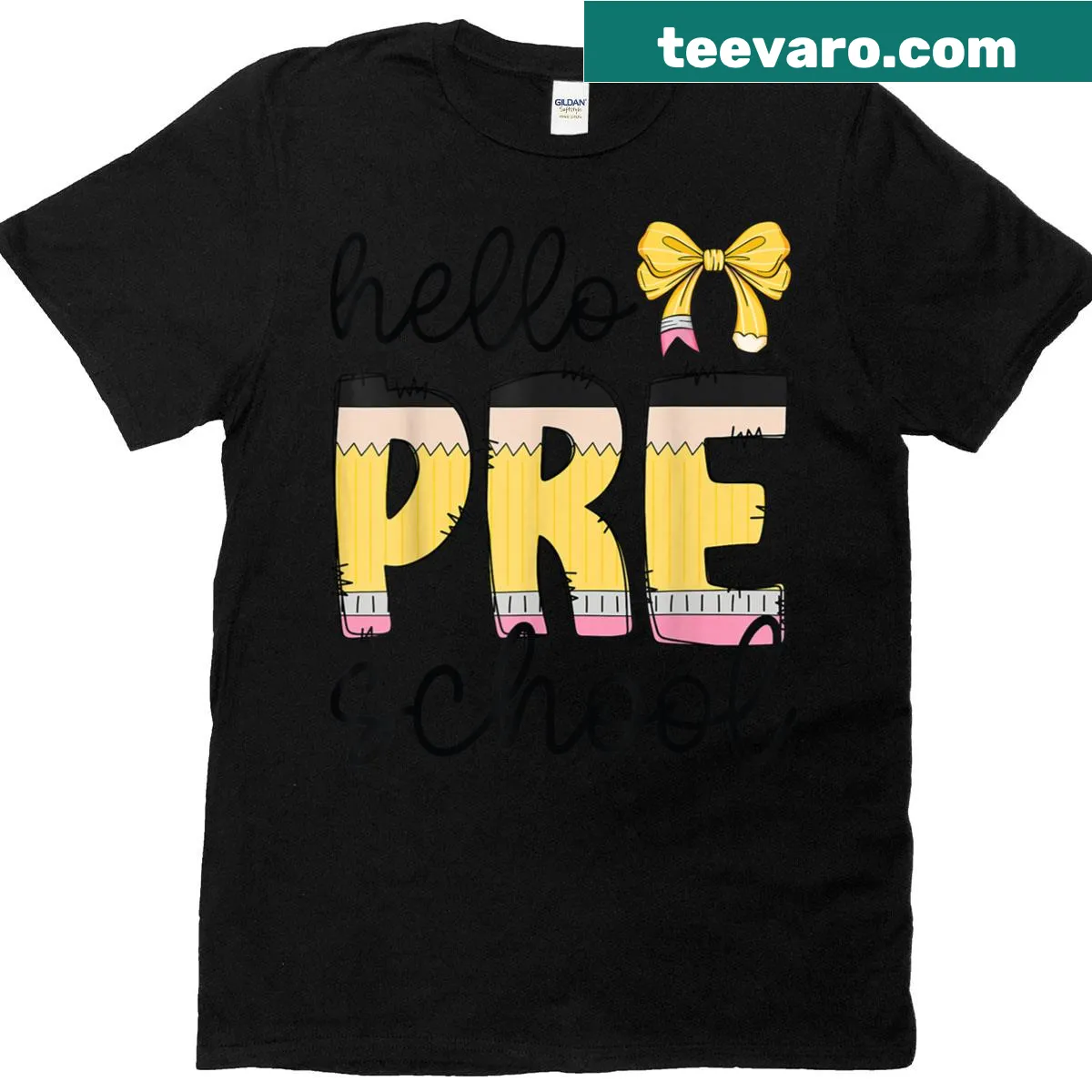 Teacher t-shirt with the phrase 'Hello Pre-k' for preschool educators — on a men's t-shirt