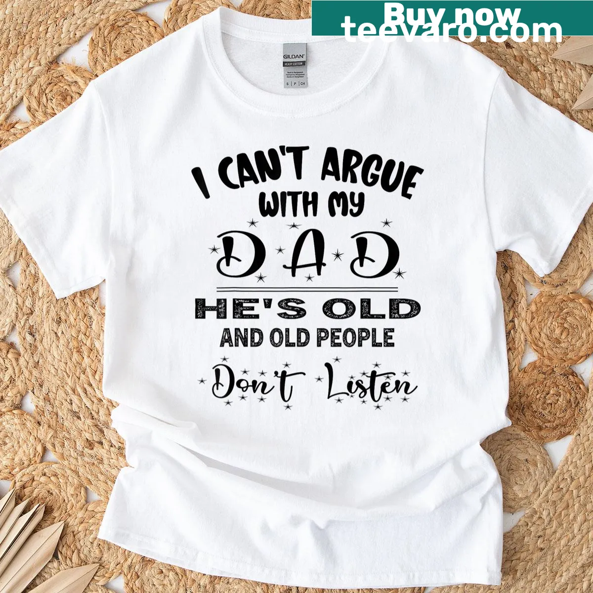 Funny dad humor t-shirt highlighting aging — on a men's t-shirt