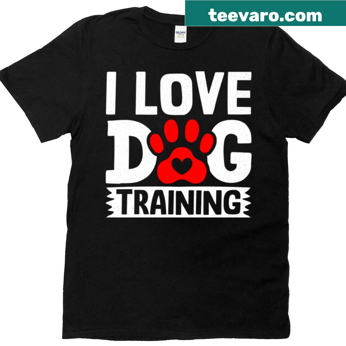 T-shirt promoting love for dog training with friendly text. — on a men's t-shirt