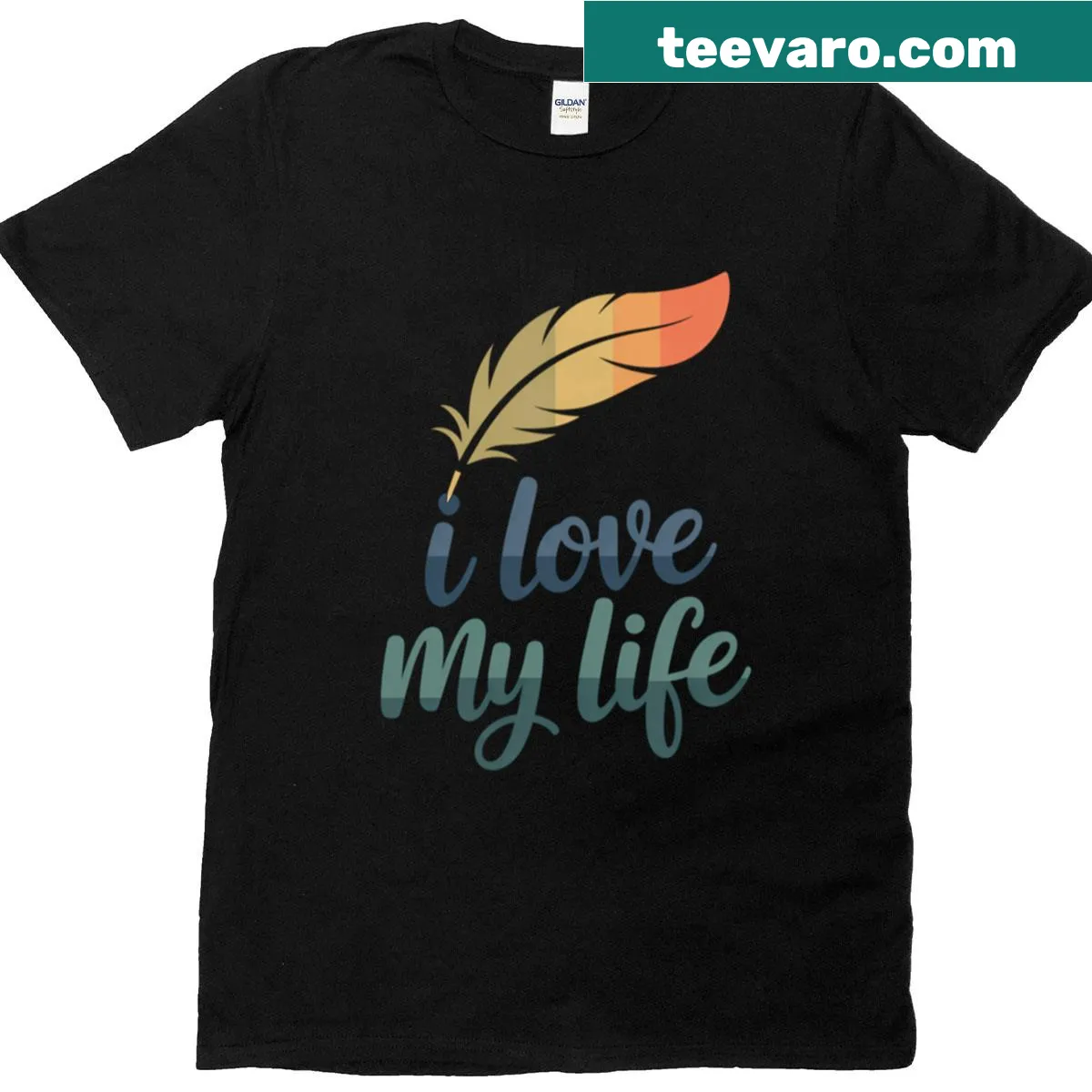 T-shirt with the uplifting phrase 'I Love My Life' in cheerful typography — on a men's t-shirt