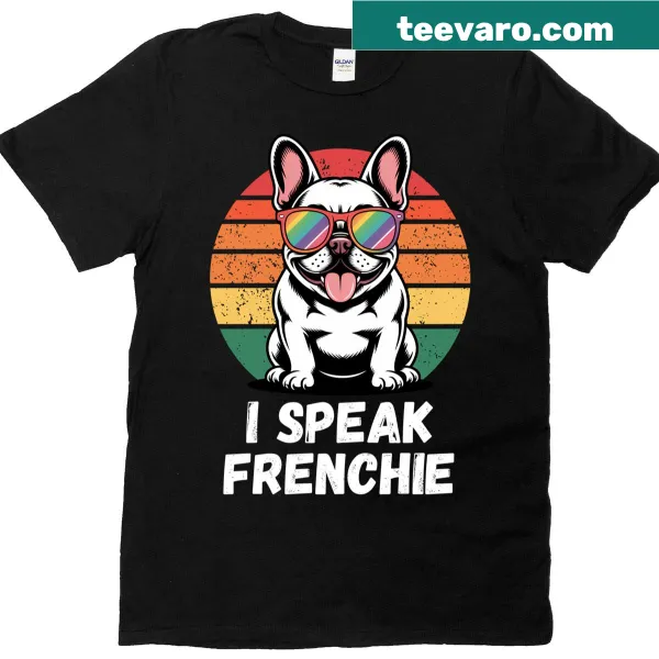 Retro T-shirt for French Bulldog lovers with colorful text.