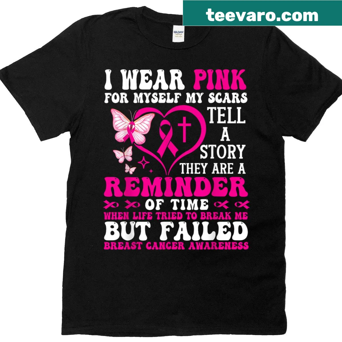 Sentimental t-shirt with the phrase 'I Wear Pink For Myself My Scars' — on a men's t-shirt