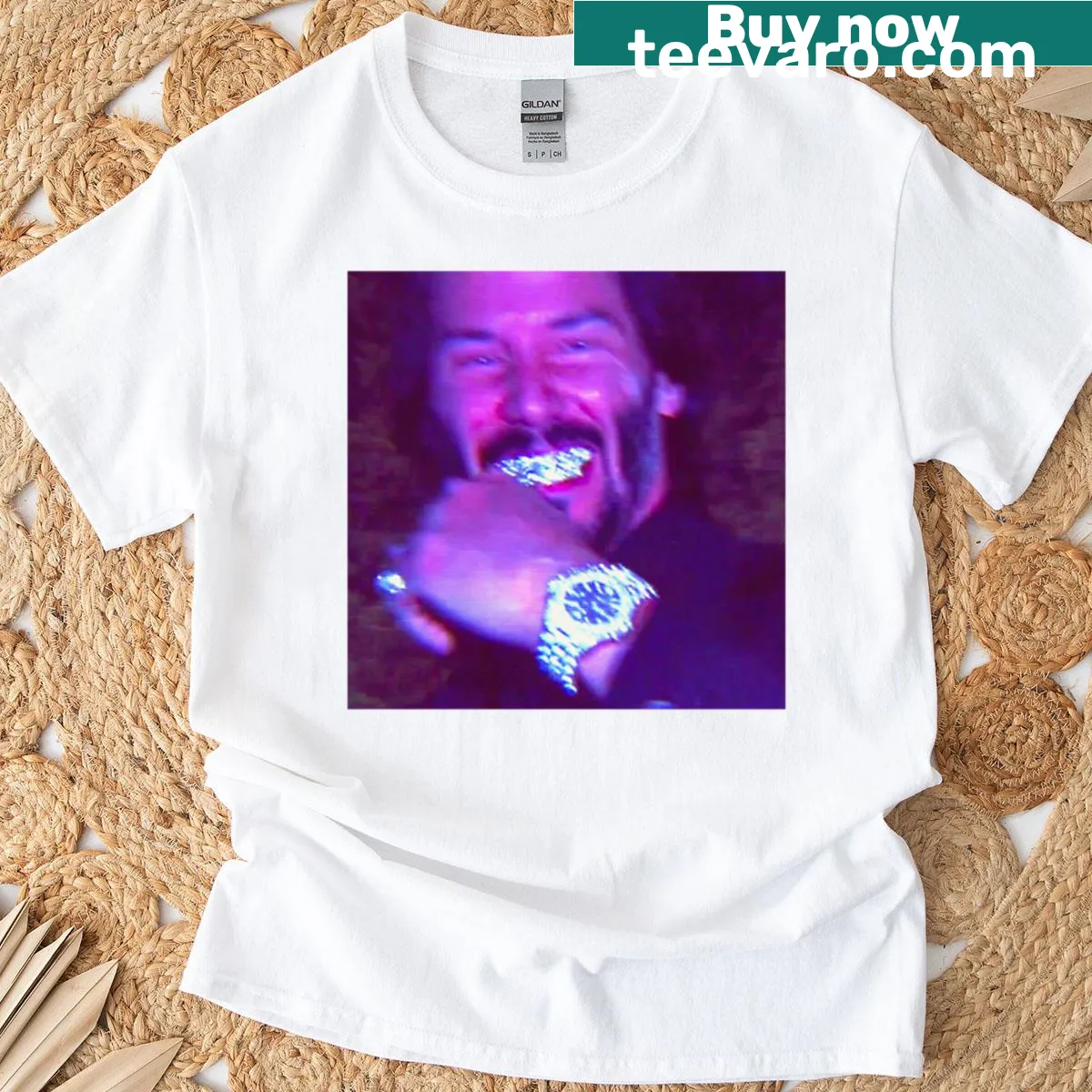 Vaporwave-style shirt with bold text 'Iced Out Unbothered' — on a men's t-shirt