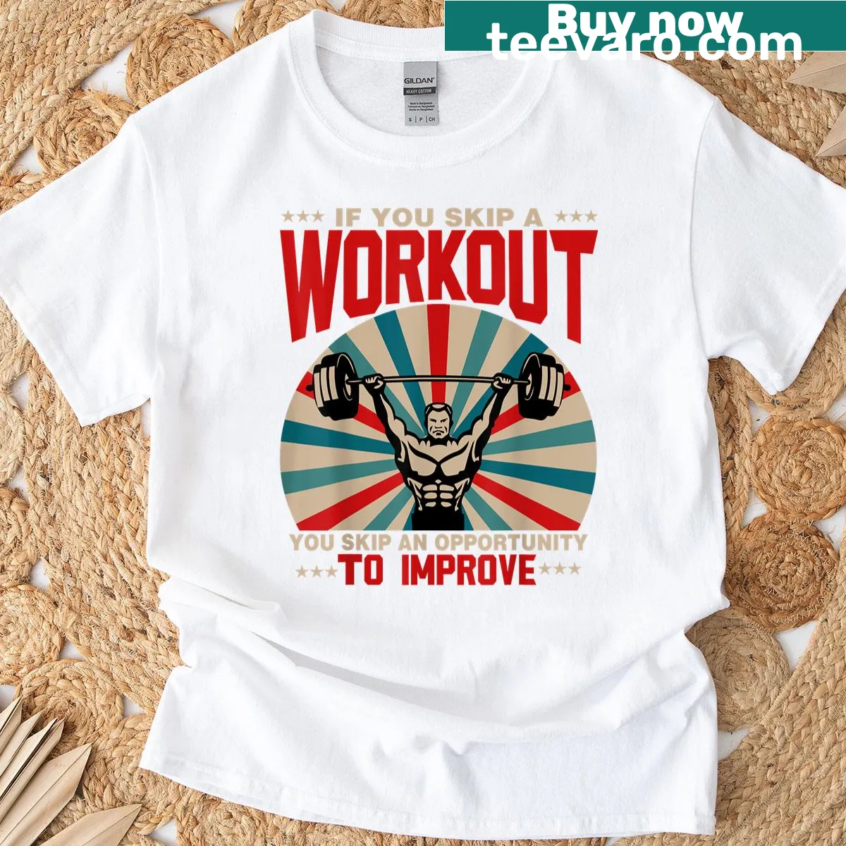 T-shirt with motivational workout quote — on a men's t-shirt