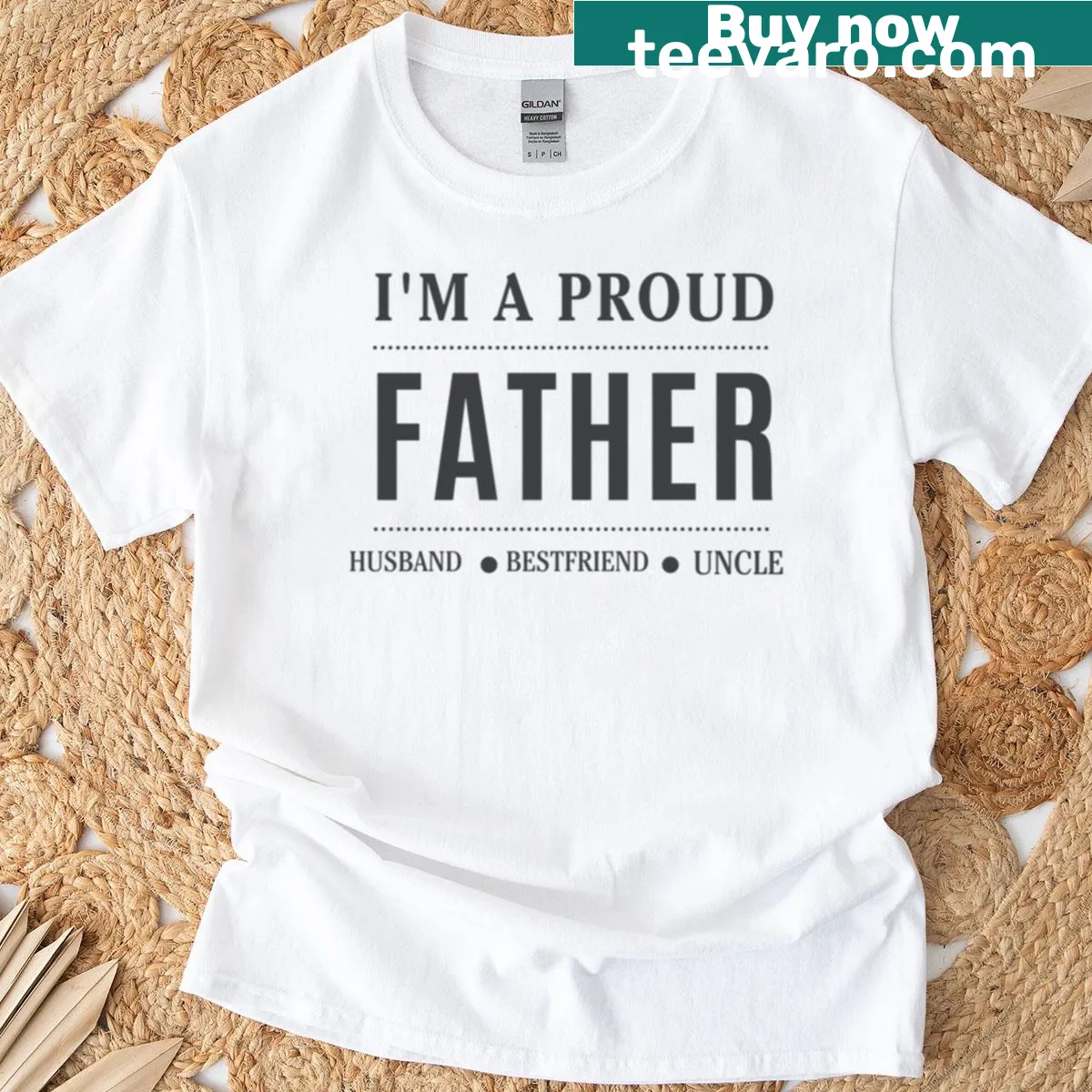 Oversized t-shirt with the phrase 'I'm A Proud Father' in bold text — on a men's t-shirt