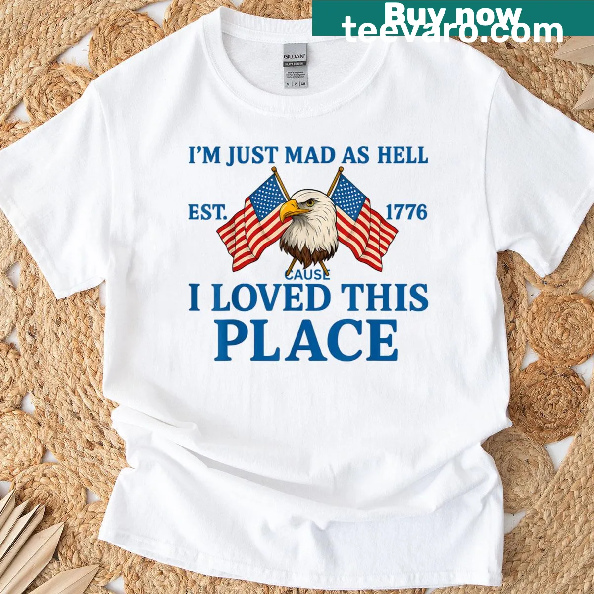 T-shirt featuring the phrase 'I’m Just Mad As Hell Cause I Loved This Place' — on a men's t-shirt