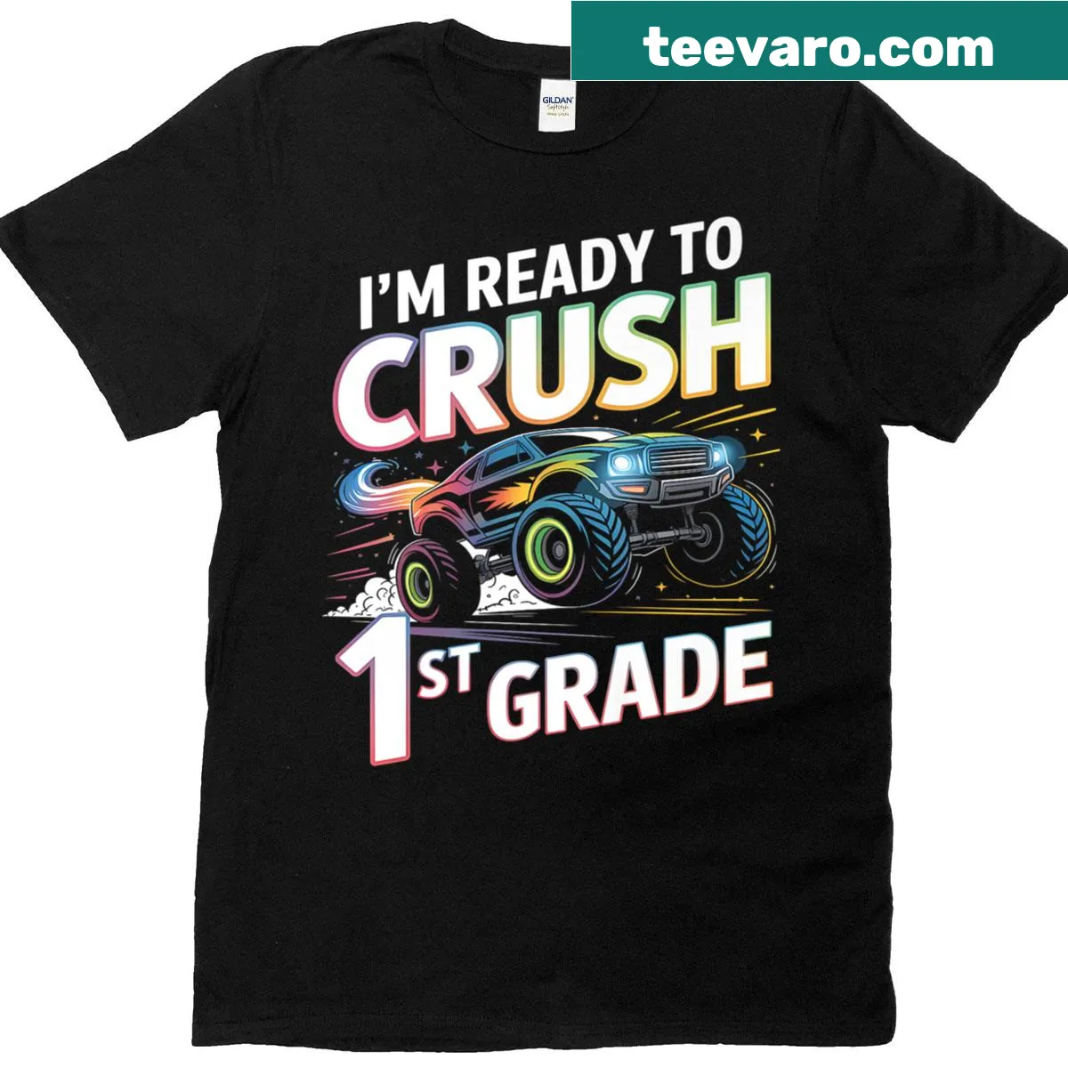 Text design 'I'm Ready To Crush 1st Grade' on a t-shirt — on a men's t-shirt