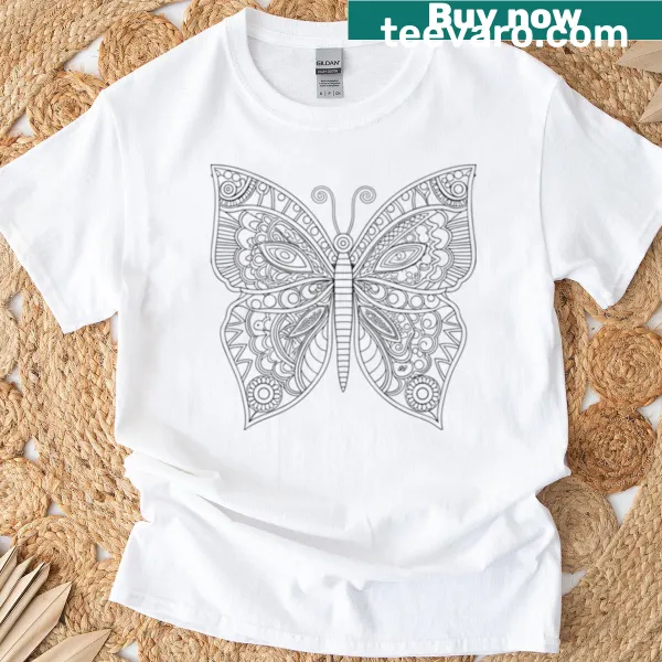 Intricate line art of a butterfly in mandala style