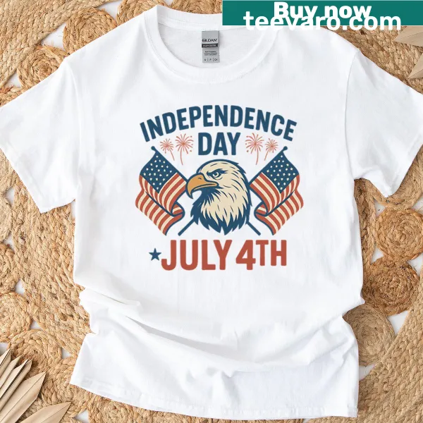 American eagle with flags and fireworks for Independence Day
