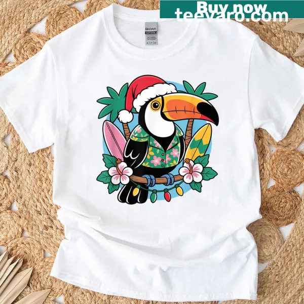 Tropical Santa toucan for holiday celebrations