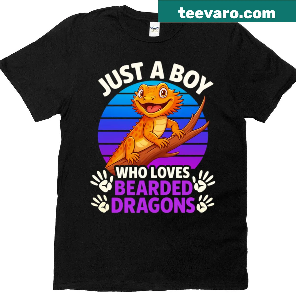 Cute design of a boy with bearded dragons on t-shirt — on a men's t-shirt