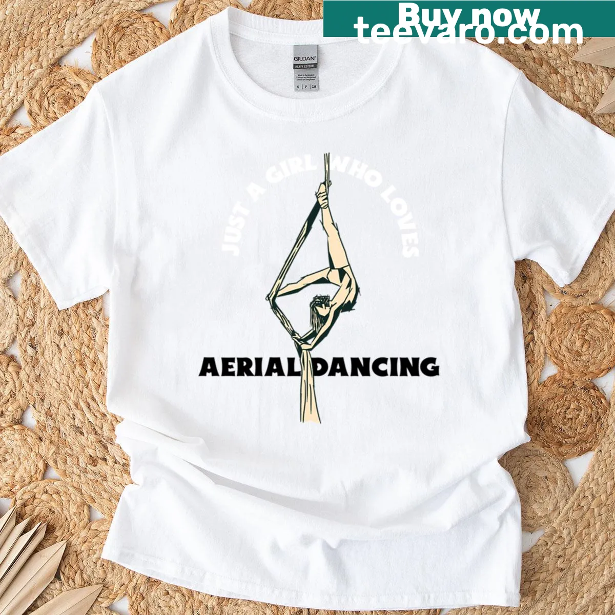 Oversized T-shirt with playful text about aerial dancing — on a men's t-shirt